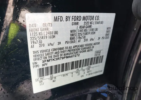 2023 Ford Mustang Mach-E Premium z USA, uszkodzony, nr VIN 3FMTK3R79PMA67272